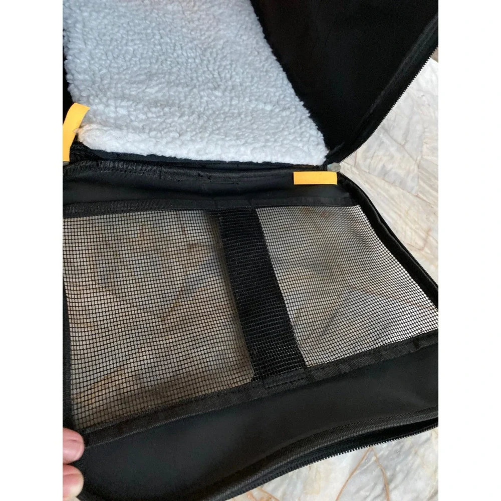 Black Soft Sided Pet Carrier Small Dog Cat Travel Bag with Mesh Windows Strap